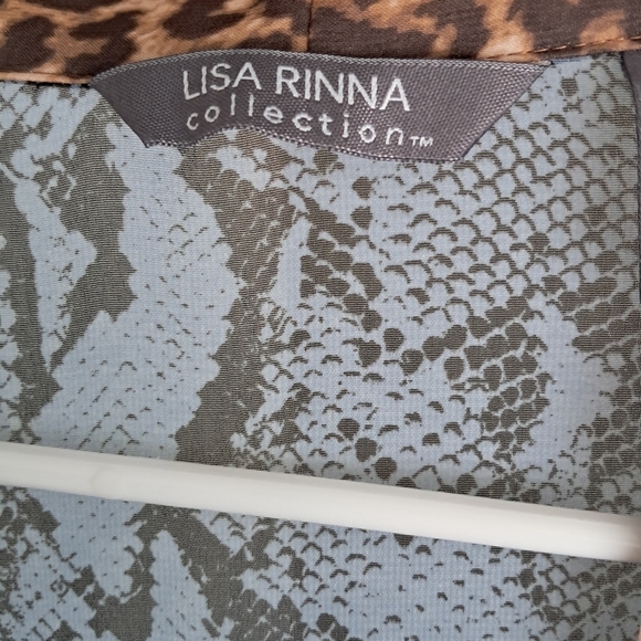 Blue Snake Print Kimono with Leopard Trim LISA RINNA COLLECTION - Picture 4 of 10